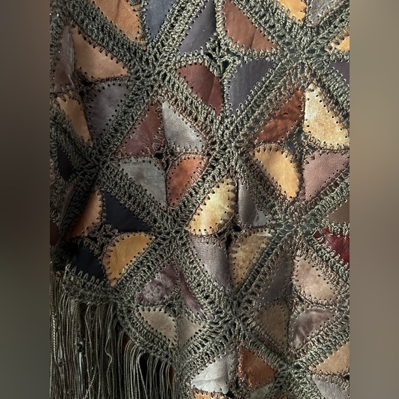 Genuine Leather Vintage Patchwork Shawl - Picture 12 of 16